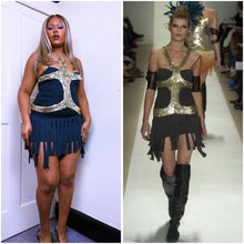 Load image into Gallery viewer, SS05 ASO Gharani Strok fringe dress with silk sequin waistcoat 