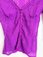 Load image into Gallery viewer, Y2K Betsey Johnson Purple 3/4 Sleeve Cardigan