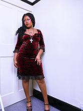 Load image into Gallery viewer, 90s Betsey Johnson New York Velvet dress Alt design ASO Rory Gilmore