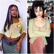 Load image into Gallery viewer, Betsey Johnson Buttercup Swiss dot mesh cardigan ASO Helena Bonham-Carter