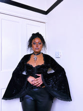 Load image into Gallery viewer, 90s Velvet Gothic Bell Sleeve blouse