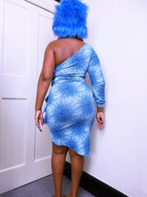 Load image into Gallery viewer, Lipsy 1996 label ice blue sequin asymmetrical co-ord skirt and top