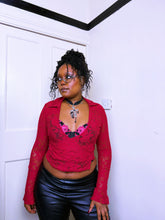 Load image into Gallery viewer, Vintage red lace wrap top
