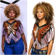 Load image into Gallery viewer, 1970s/1980s Vintage Silk Butterfly Poncho ASO on Beyoncé 2002.