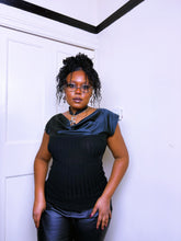 Load image into Gallery viewer, 2000s bi-fabric cable knit cowl neck top