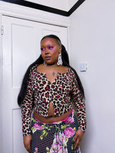 Load image into Gallery viewer, 2000s Betsey Johnson leopard gem button cardigan