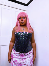 Load image into Gallery viewer, Karen Millen SS02 Glass beaded floral stretchy hook and eye corset