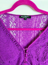 Load image into Gallery viewer, Y2K Betsey Johnson Purple 3/4 Sleeve Cardigan