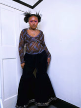 Load image into Gallery viewer, Velvet handmade whimsical bell bottom trousers