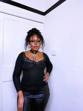 Load image into Gallery viewer, 2000s Italian Lace neck line long sleeve top