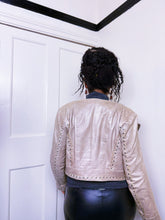 Load image into Gallery viewer, Y2K Cream studded zip up leather jacket