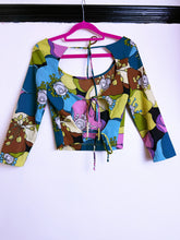 Load image into Gallery viewer, 90s Betsey Johnson 3/4 Sleeve Tie up Top