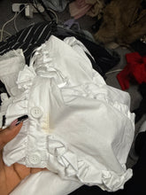 Load image into Gallery viewer, White Gothic Jabot ruffled blouse corset lacing