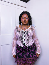Load image into Gallery viewer, Betsey Johnson New York Baby pink crochet cardigan