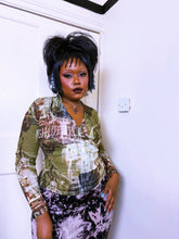 Load image into Gallery viewer, Y2K graphic print mesh long sleeve top