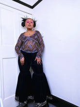 Load image into Gallery viewer, Velvet handmade whimsical bell bottom trousers
