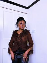 Load image into Gallery viewer, Y2K chocolate brown ruffled blouse