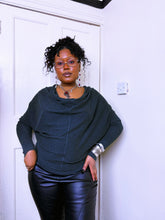 Load image into Gallery viewer, All saints Charcoal grey snap button cowl knit top