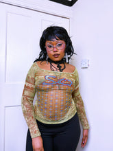Load image into Gallery viewer, RARE! Save the Queen mesh graphic embroidered top