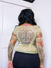 Load image into Gallery viewer, RARE! Save the Queen mesh graphic embroidered top