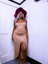 Load image into Gallery viewer, Lipsy 1996 label beige sparkly cross back dress