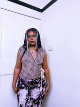 Load image into Gallery viewer, Ann Ferriday BNWT Khaki chunky knit lace wrap top