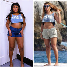 Load image into Gallery viewer, ‘1980’ Print Grey Crop Top ASO Beyoncé in 2010