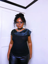 Load image into Gallery viewer, 2000s bi-fabric cable knit cowl neck top