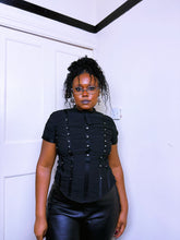 Load image into Gallery viewer, AW07 Karen Millen Gothic snap button silk blouse