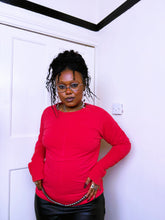 Load image into Gallery viewer, Red Elevated Basic ribbed sleeve top