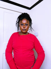 Load image into Gallery viewer, Red Elevated Basic ribbed sleeve top