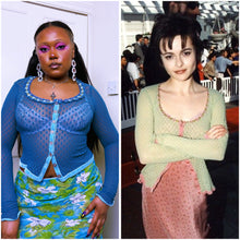 Load image into Gallery viewer, 2000 Spring Summer Betsey Johnson mesh cardigan ASO Helena Bonham-Carter