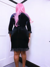 Load image into Gallery viewer, Betsey Johnson plush black velvet midi dress