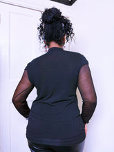 Load image into Gallery viewer, Gothic bi-fabric silk and knit blouse