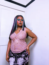 Load image into Gallery viewer, Ann Ferriday 2000s label chunky knit lace pink vest top
