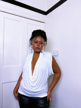 Load image into Gallery viewer, Y2K Studded Grecian cowl neck top by Jane Norman