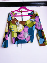 Load image into Gallery viewer, 90s Betsey Johnson 3/4 Sleeve Tie up Top