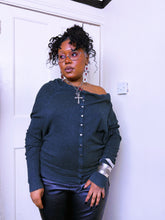 Load image into Gallery viewer, All saints Charcoal grey snap button cowl knit top