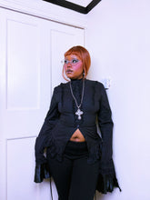 Load image into Gallery viewer, Gothic high neck ruffled blouse corset lacing