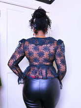 Load image into Gallery viewer, 1980s Gothic mutton sleeve blouse