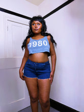 Load image into Gallery viewer, ‘1980’ Print Grey Crop Top ASO Beyoncé in 2010