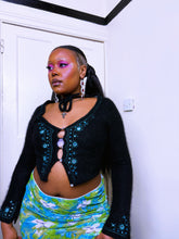 Load image into Gallery viewer, 2000s Betsey Johnson Angora cropped tie up cardigan
