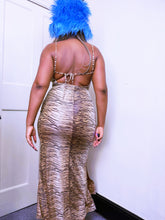 Load image into Gallery viewer, Lipsy 1996 label glitter tiger print maxi cowl neck dress