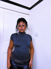 Load image into Gallery viewer, Y2K Grey keyhole turtle neck top