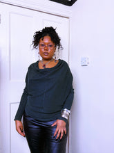 Load image into Gallery viewer, All saints Charcoal grey snap button cowl knit top