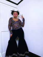 Load image into Gallery viewer, Velvet handmade whimsical bell bottom trousers