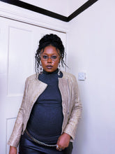 Load image into Gallery viewer, Y2K Cream studded zip up leather jacket