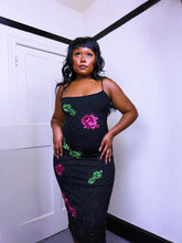 Load image into Gallery viewer, Vintage Mesh Floral Sequin and beaded Dress ASO Baby Spice in 2000
