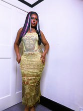 Load image into Gallery viewer, Save The Queen Lime Baroque micro mesh strappy dress