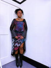 Load image into Gallery viewer, Legatte whimsical geometric bell sleeve slit dress